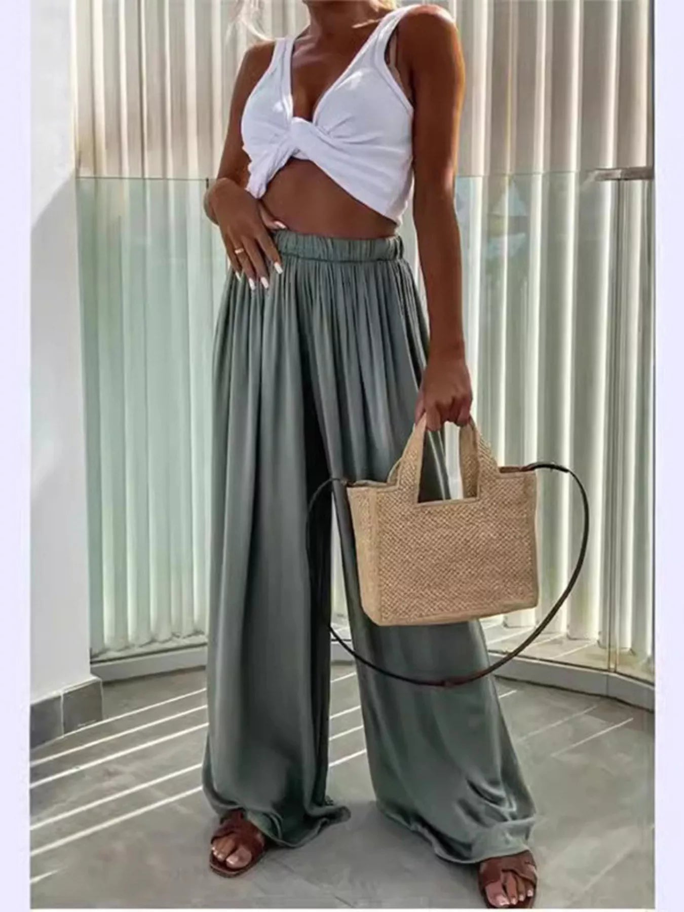 Paperbag Waist Wide-Leg Pants