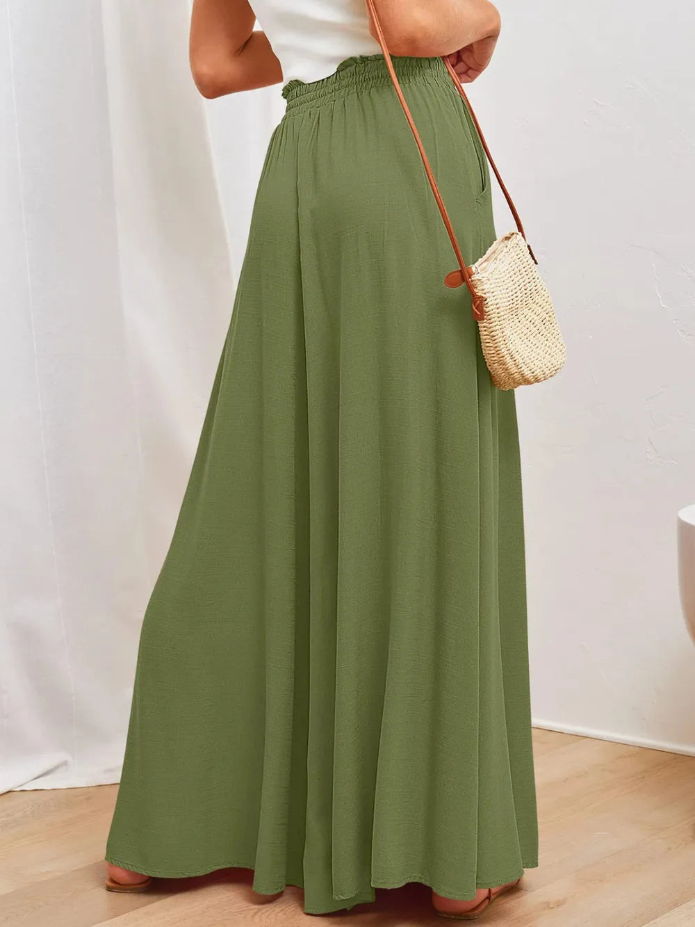 Opaque Wide Leg Pants with Pockets