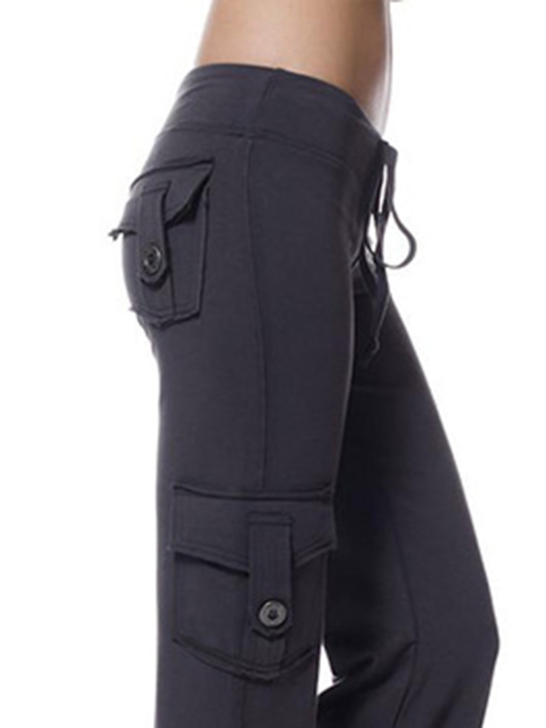 Mid-Waist Drawstring Pants with Pockets