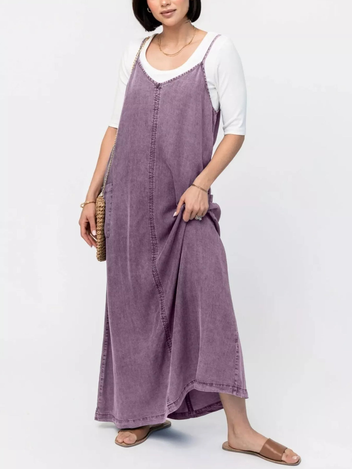Washed Denim Cami Maxi Dress
