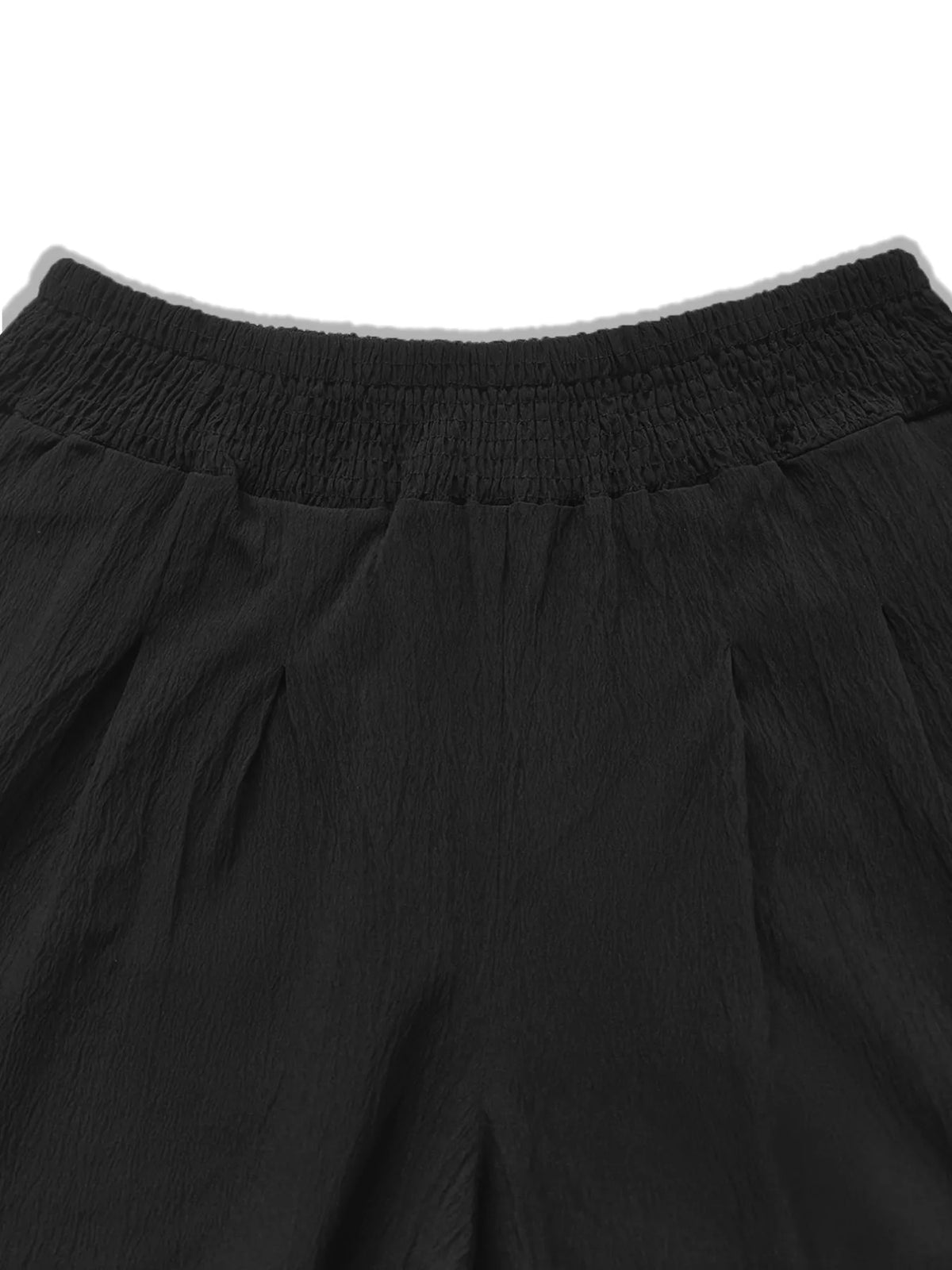 Plus Size High Waist Smocked Wide Leg Pants