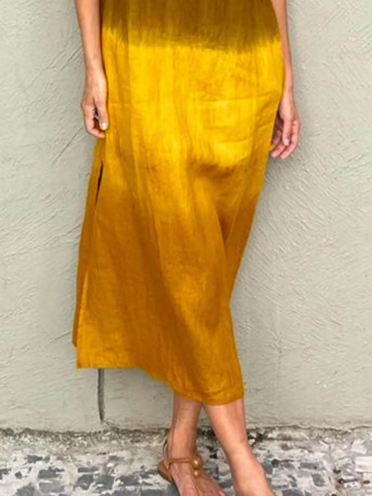 Gradient Tank Midi Dress with Side Slit