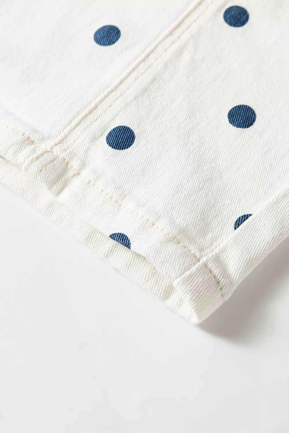Polka Dot Wide-Leg Jeans in Light Blue