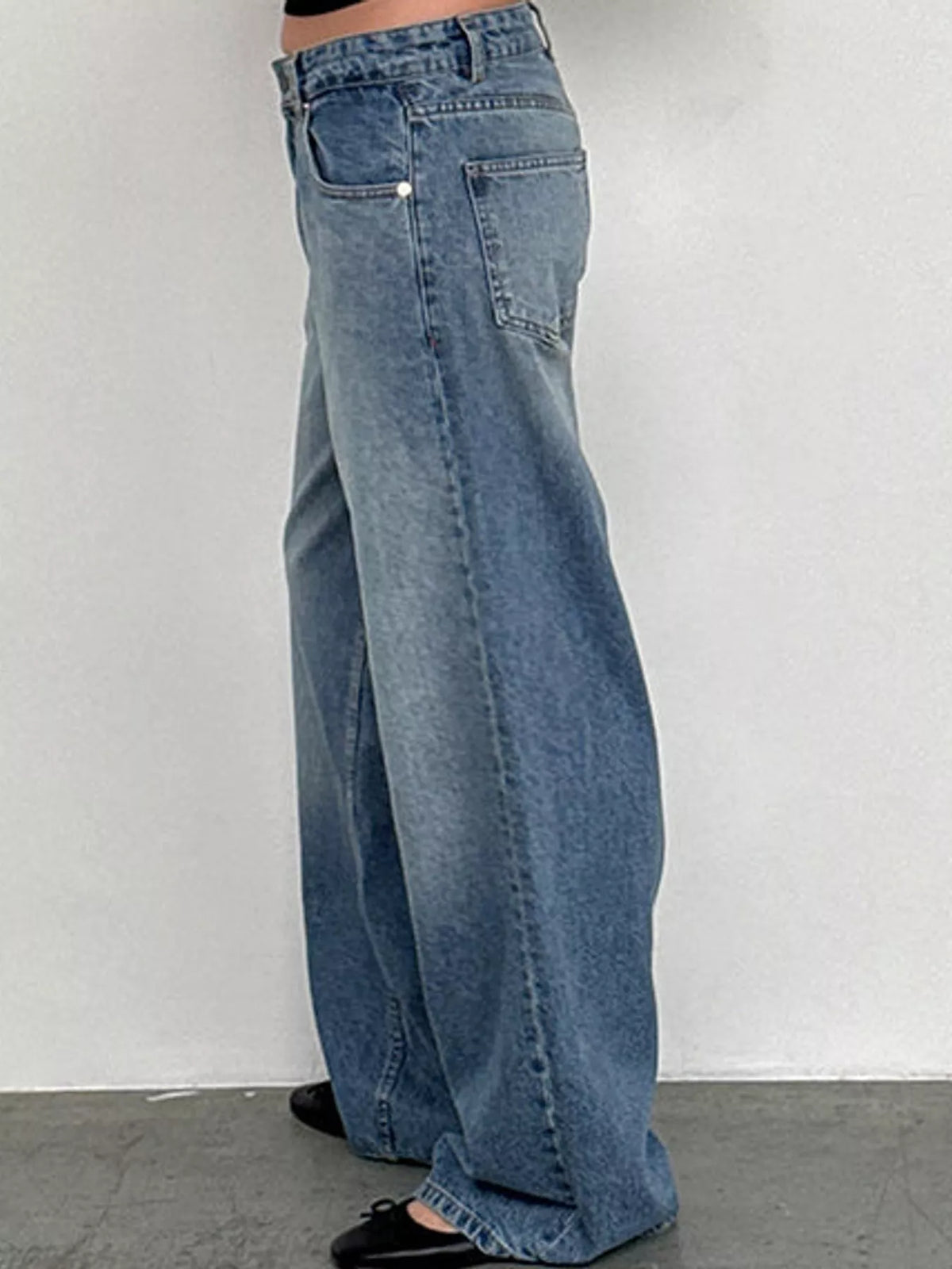 Wide-Leg Vintage Wash Jeans