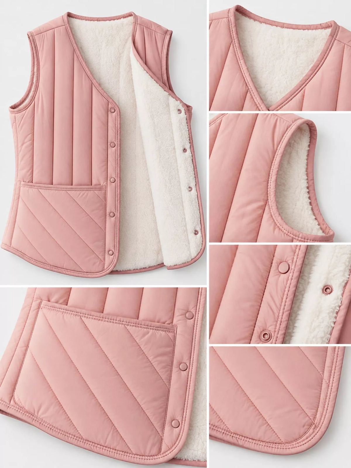 Quilted Button-Up Vest Coat