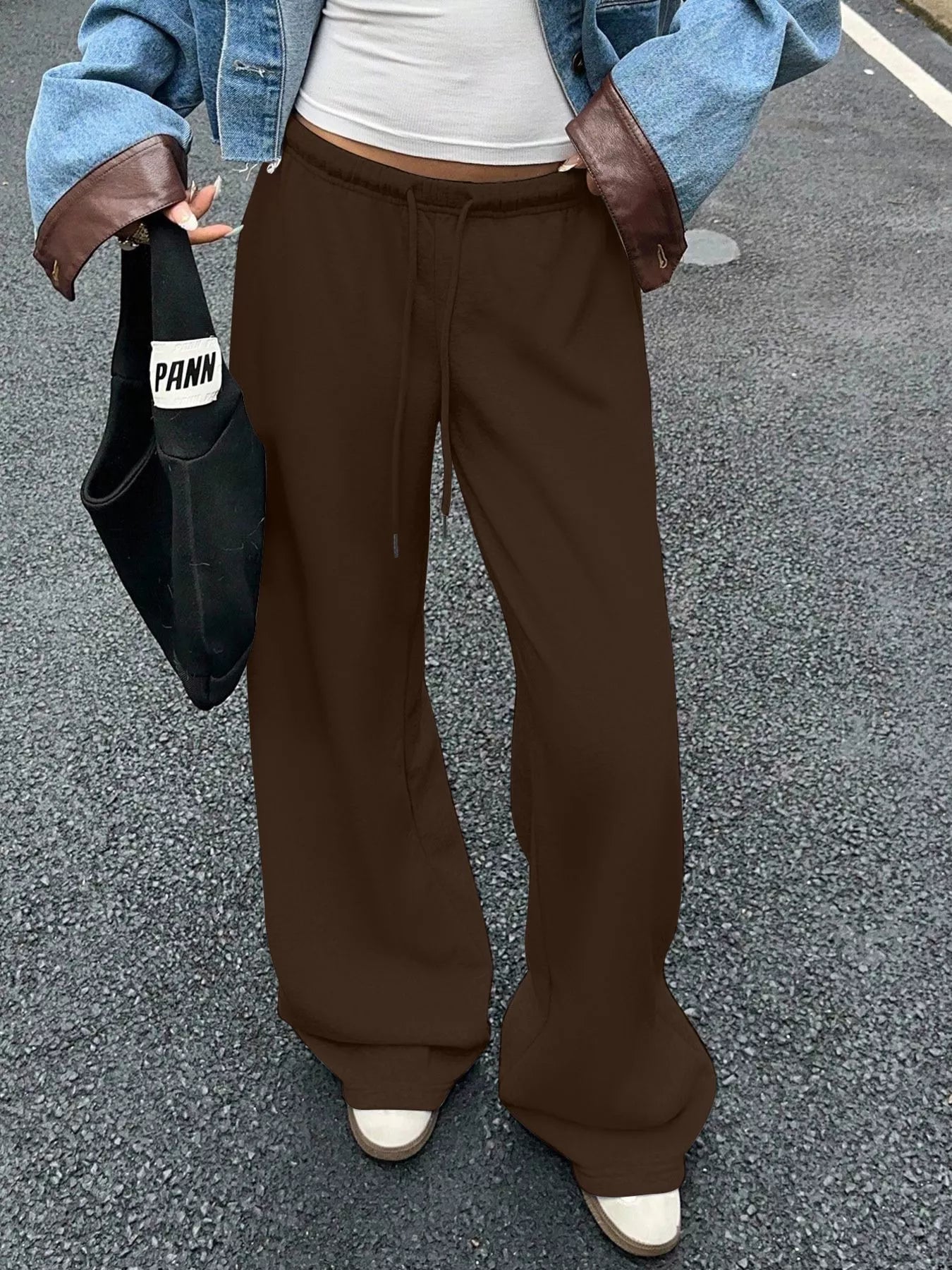 Wide-Leg Drawstring Sweatpants