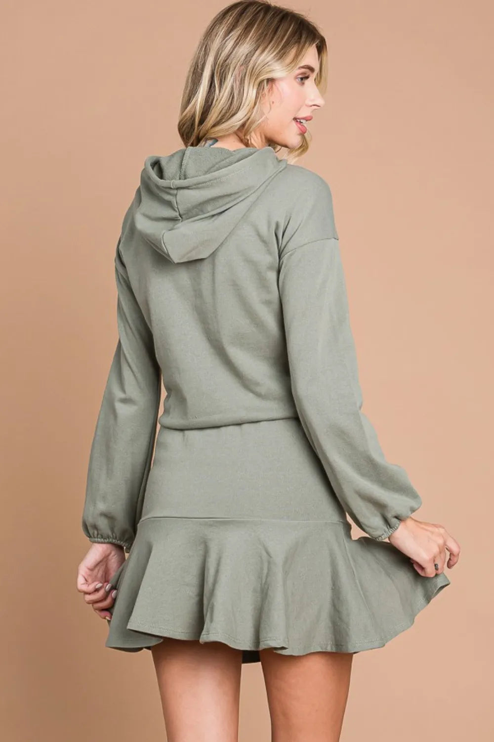Culture Code Hooded Mini Dress in Fade Olive in Fadeolive