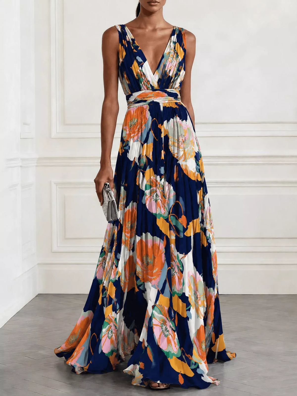 Plus Size Sleeveless Floral Maxi Dress