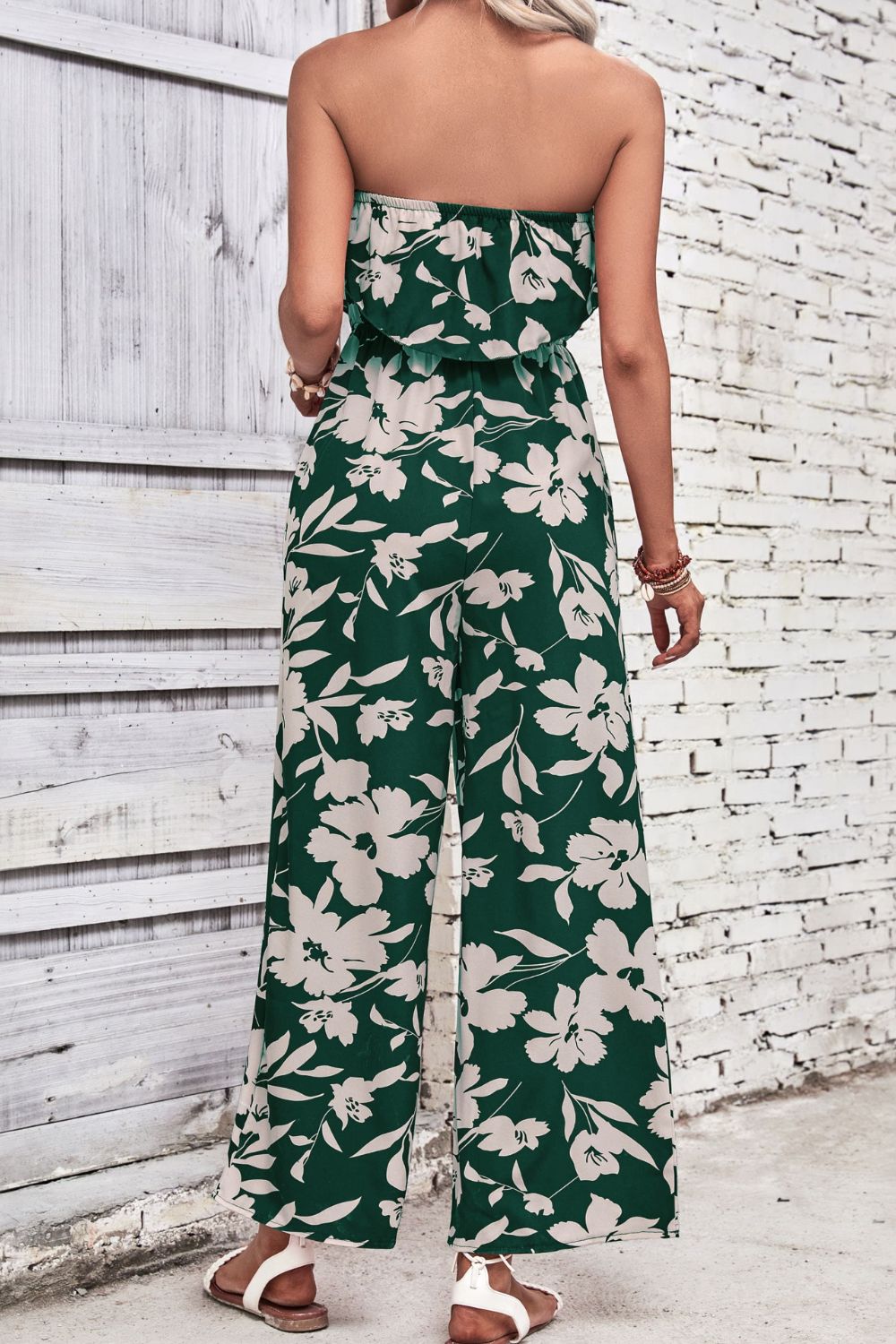 Strapless Floral Wide Leg Jumpsuit