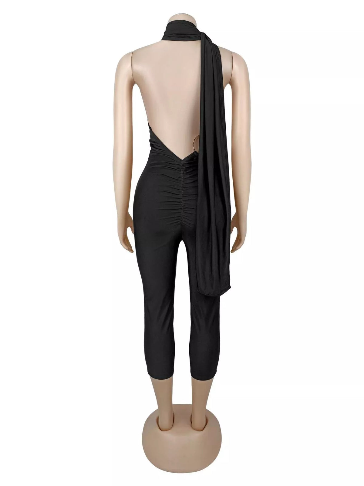 Halter Neck Crisscross Bodycon Jumpsuit