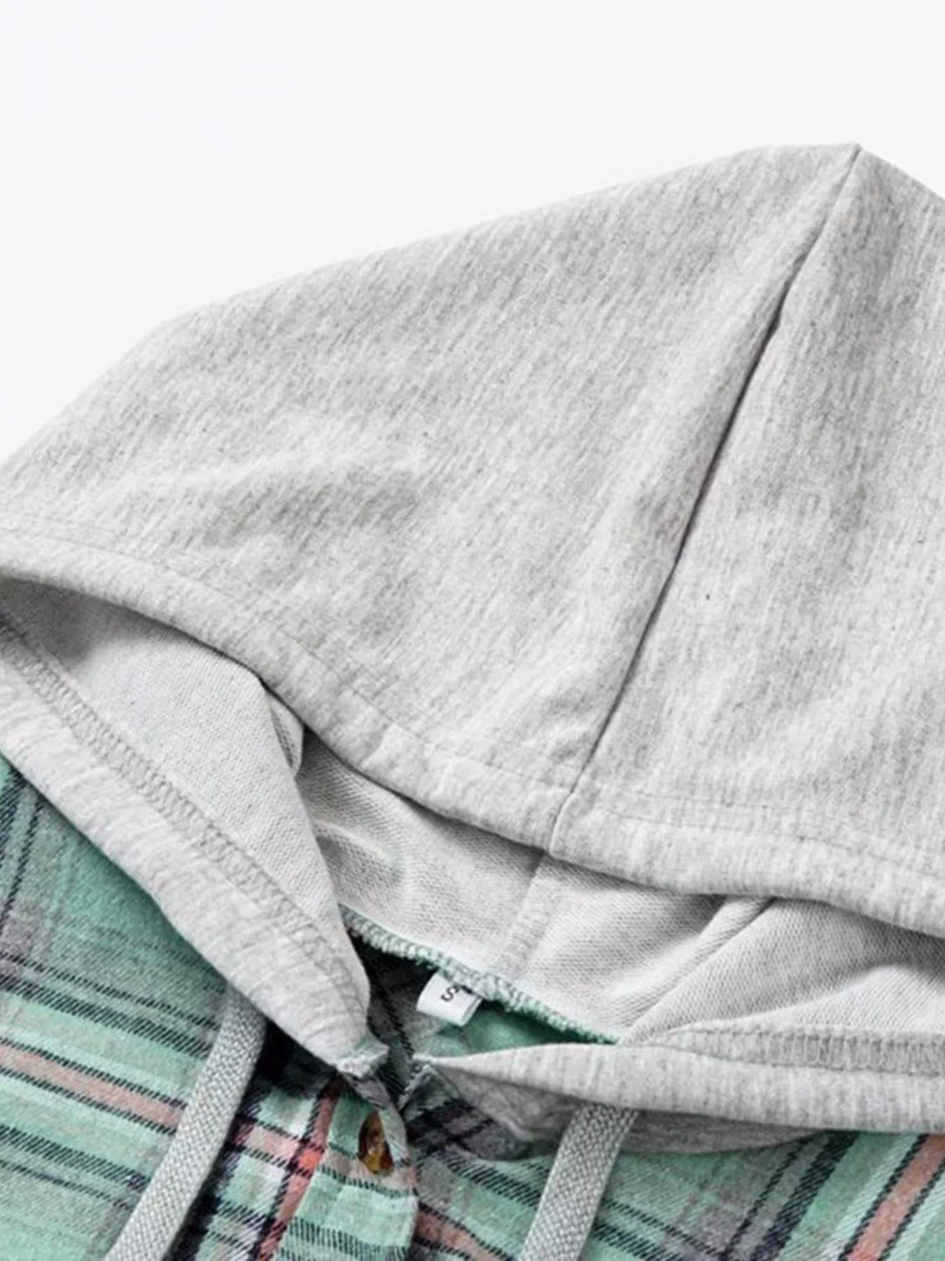Plaid Button-Up Hooded Shirt