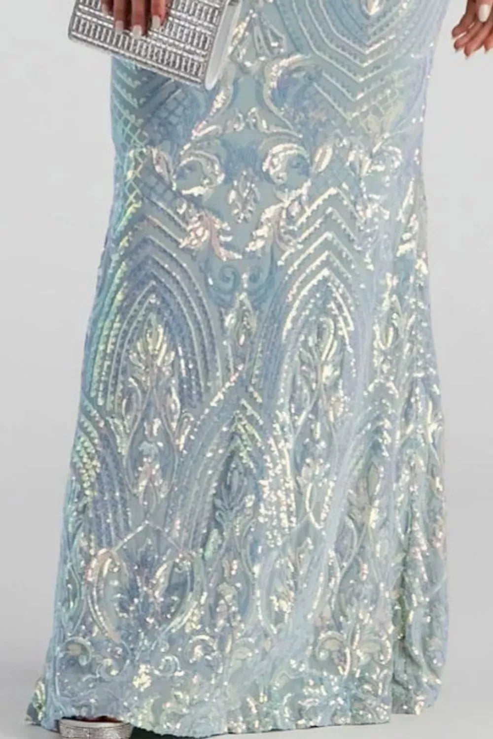 Sequin Mermaid Maxi Dress in Sky Blue