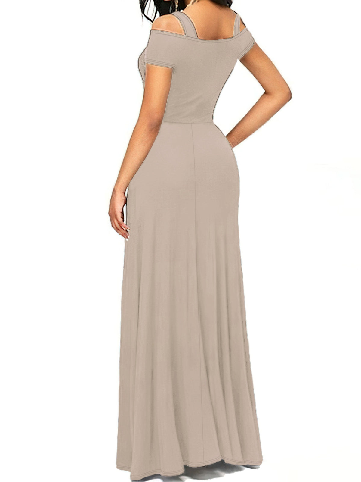 Off-Shoulder Cutout Slit Maxi Dress