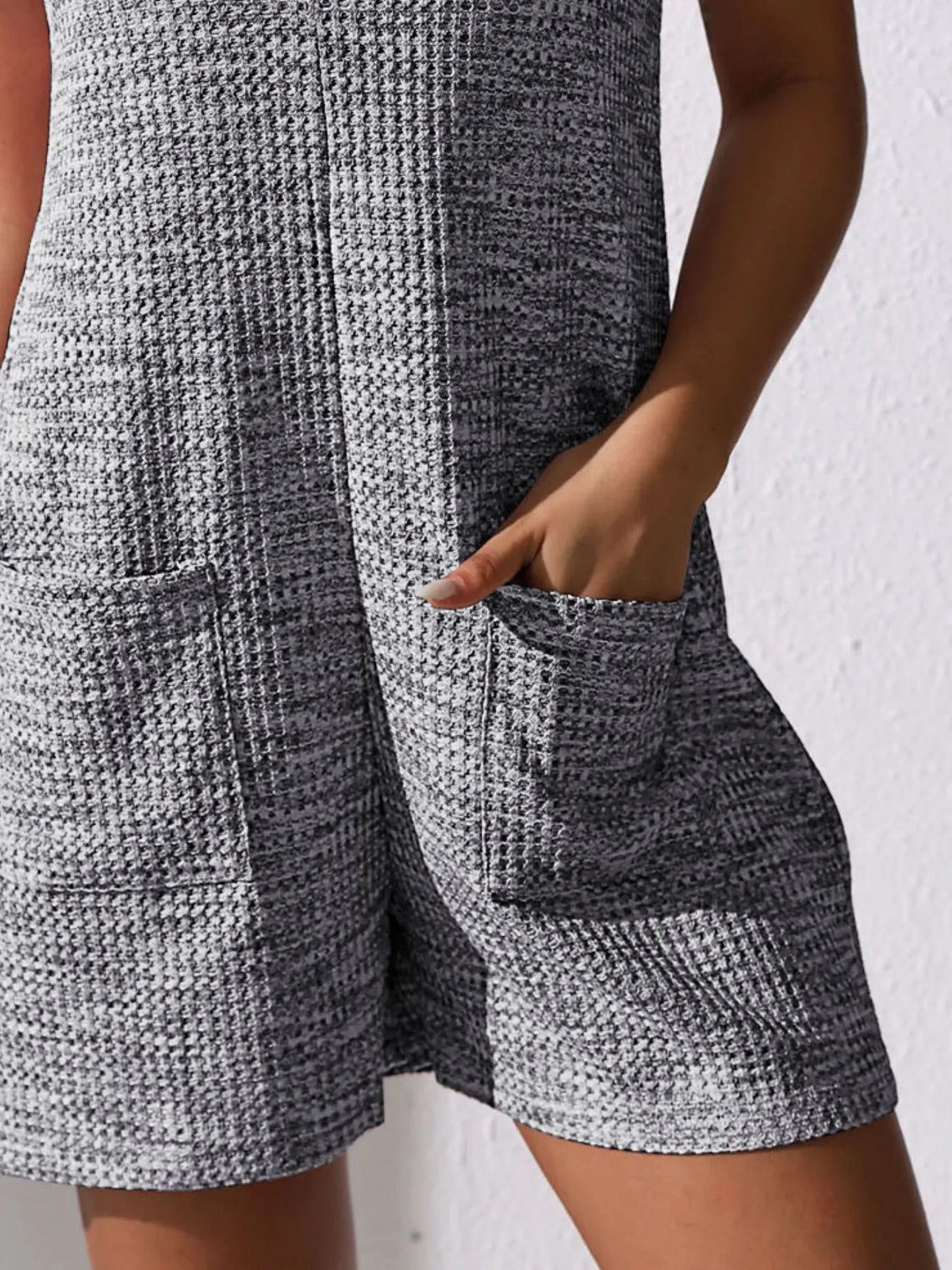 Button Front Romper with Pockets