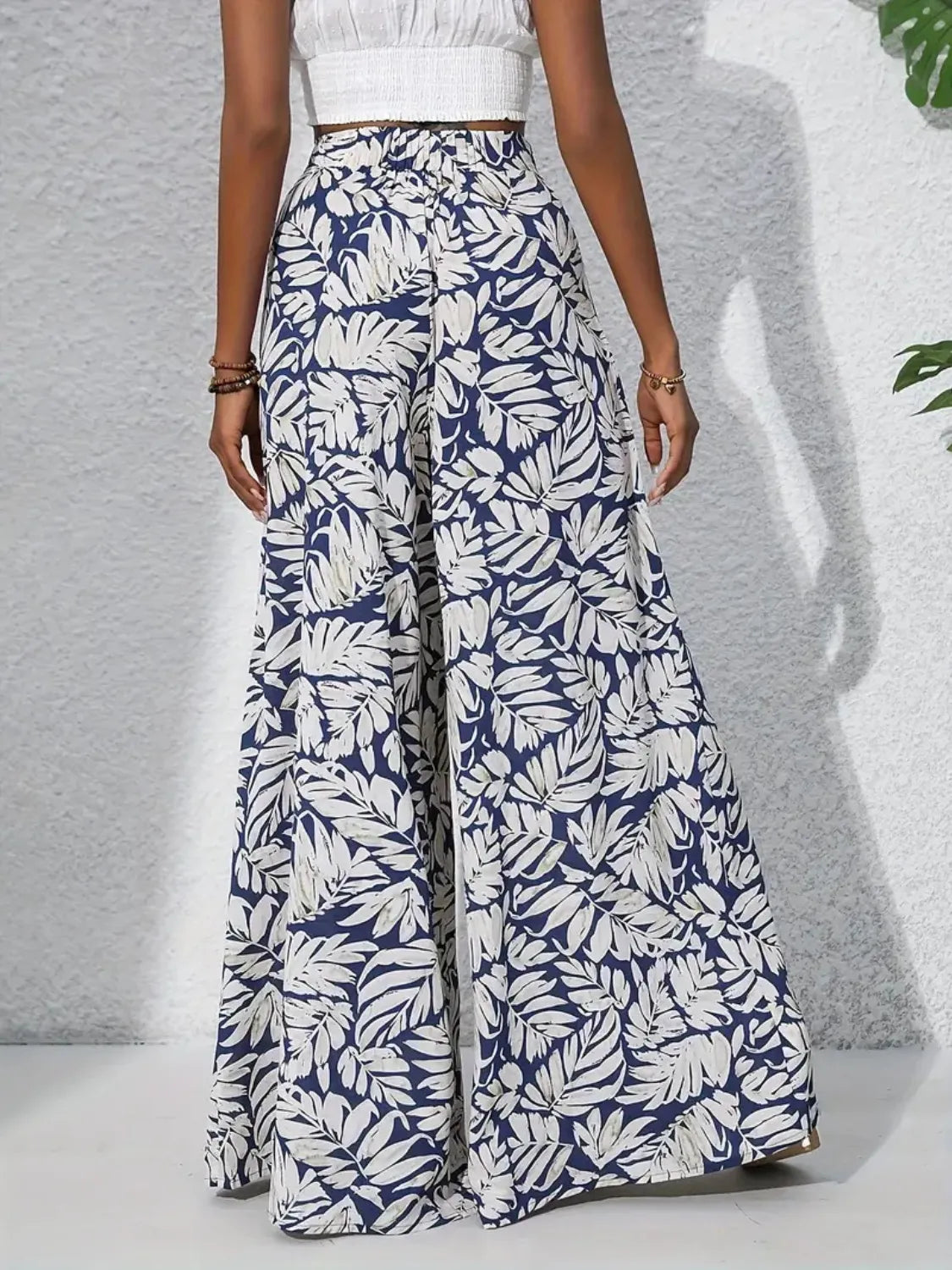 Printed High-Waist Wide Leg Pants