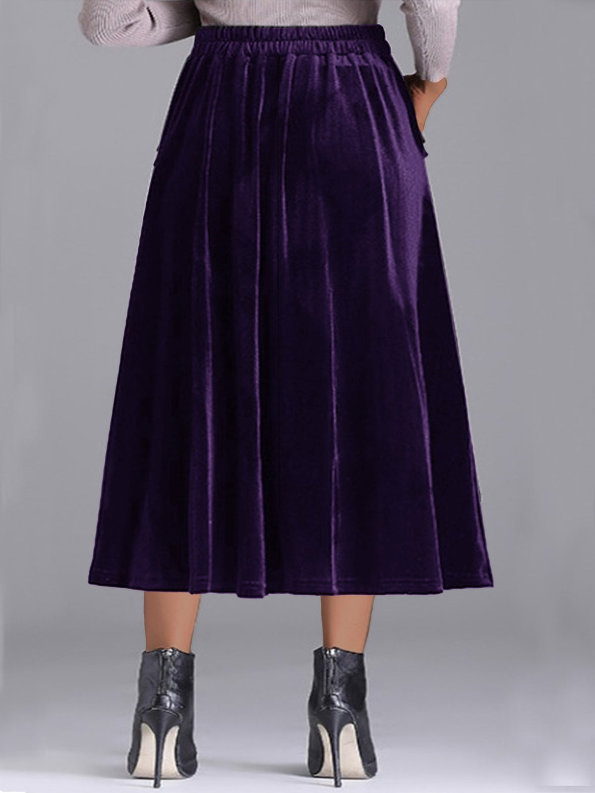 Plus Size Velvet A-Line Midi Skirt