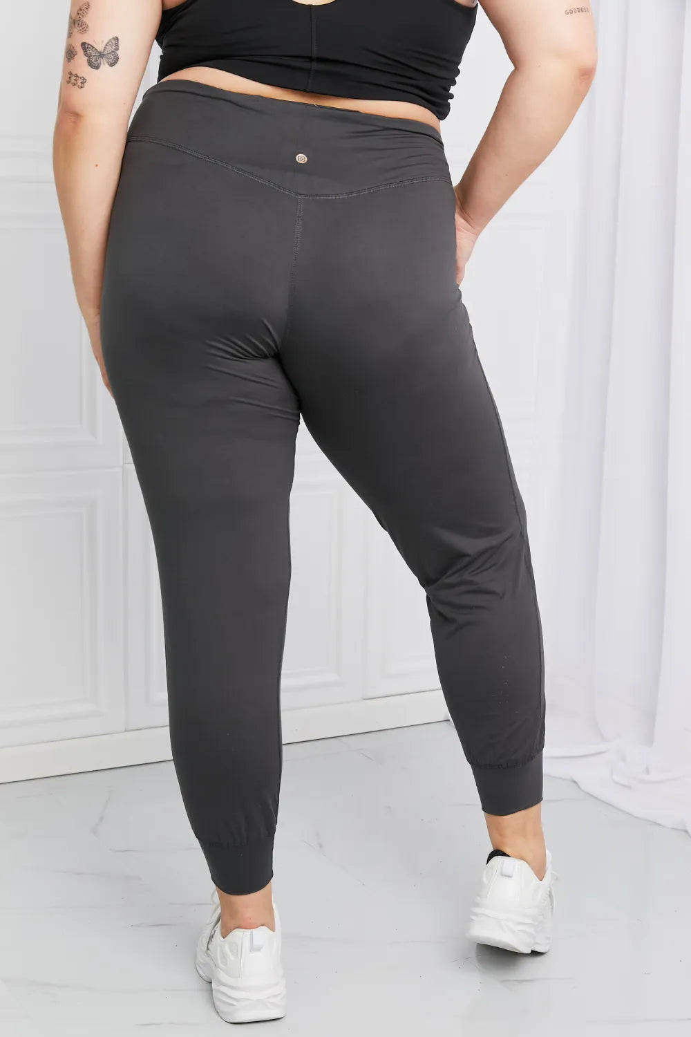 Pocketed High-Waist Pants in Charcoal