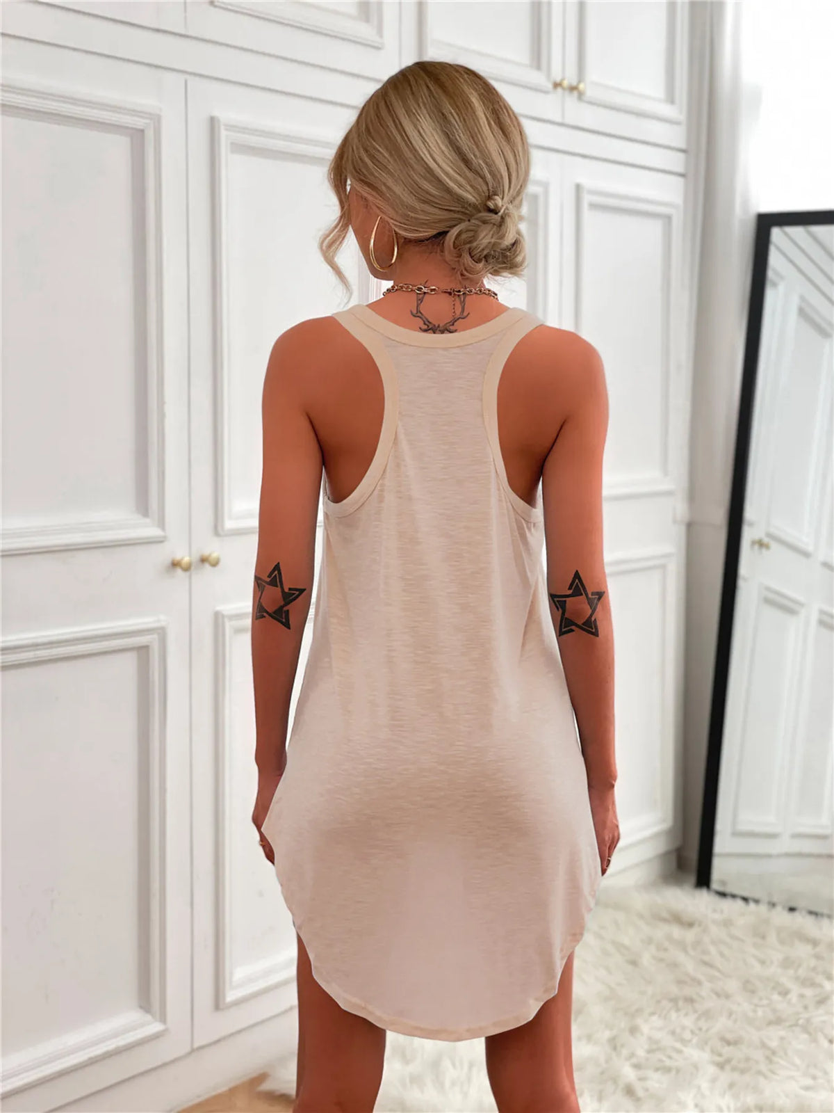 Tank Mini Dress with Curved Hem