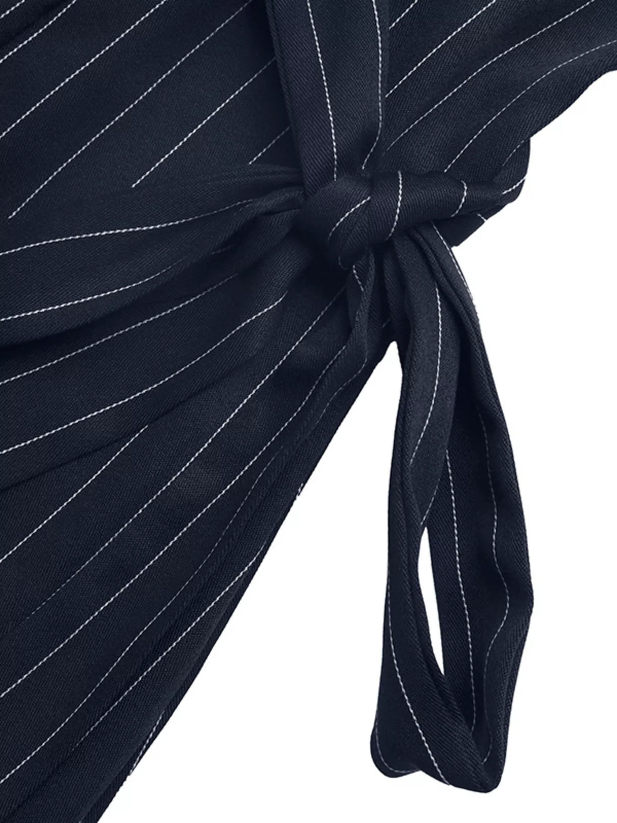 Striped Tie-Waist Dress in Navy Blue