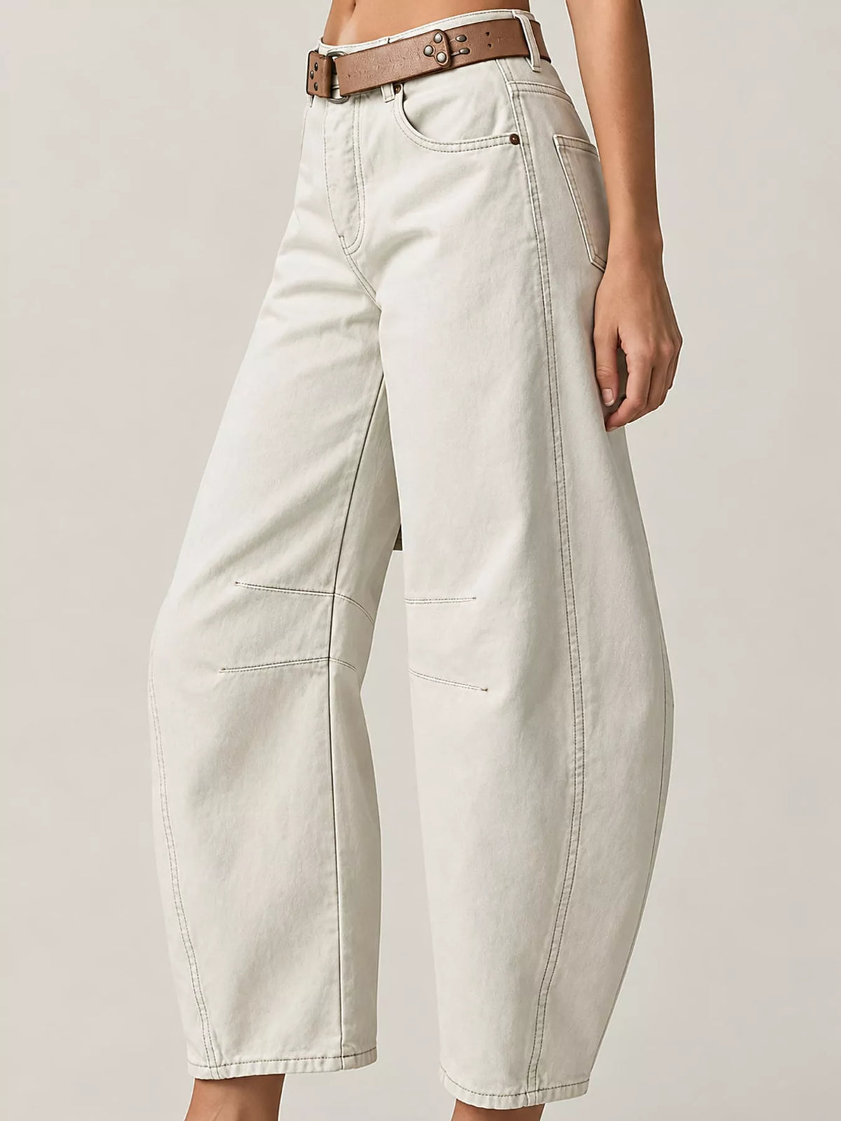 Washed Barrel-Leg Jeans