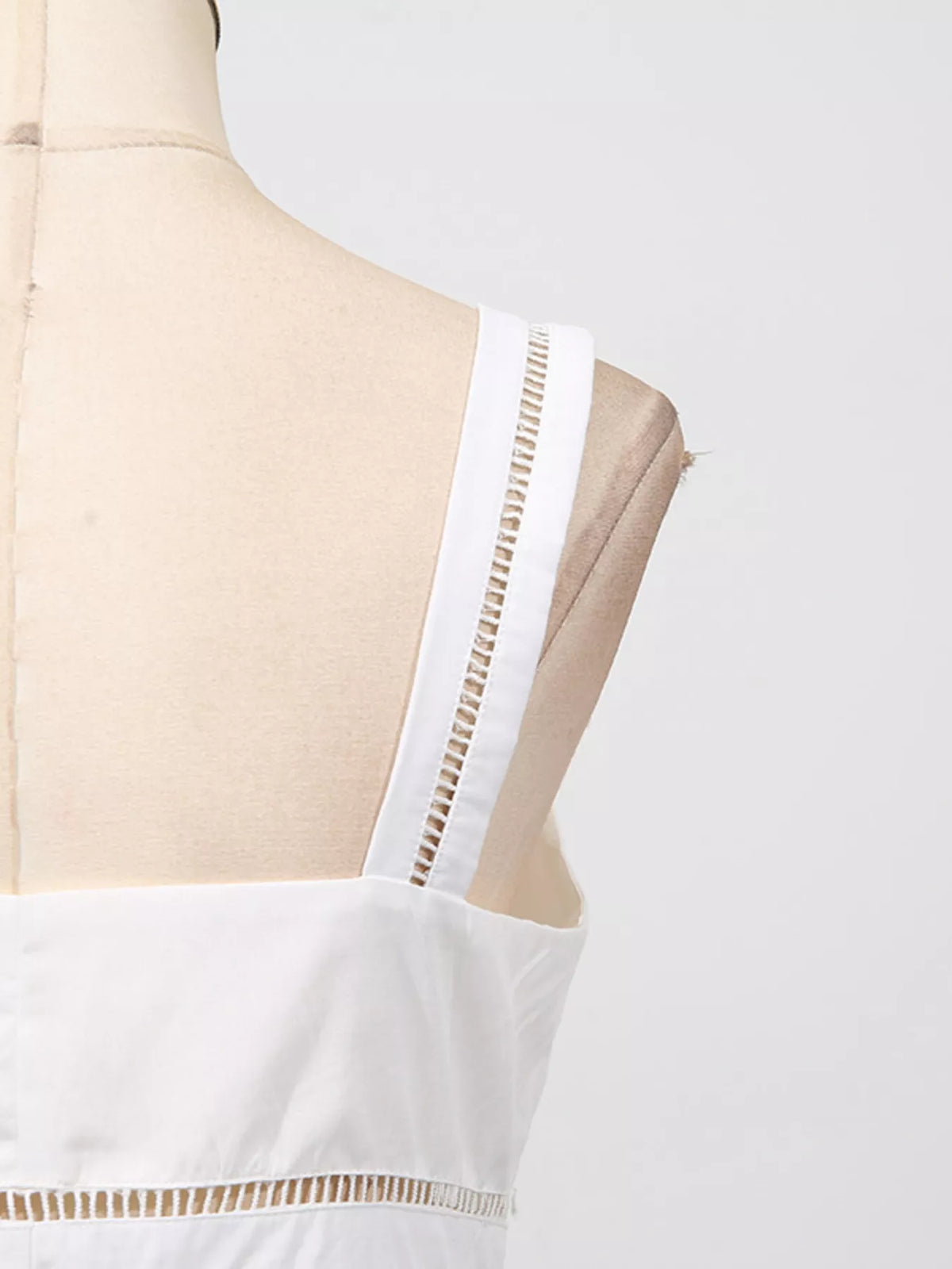 Sleeveless Eyelet Embroidered Button-Down Midi Dress in White