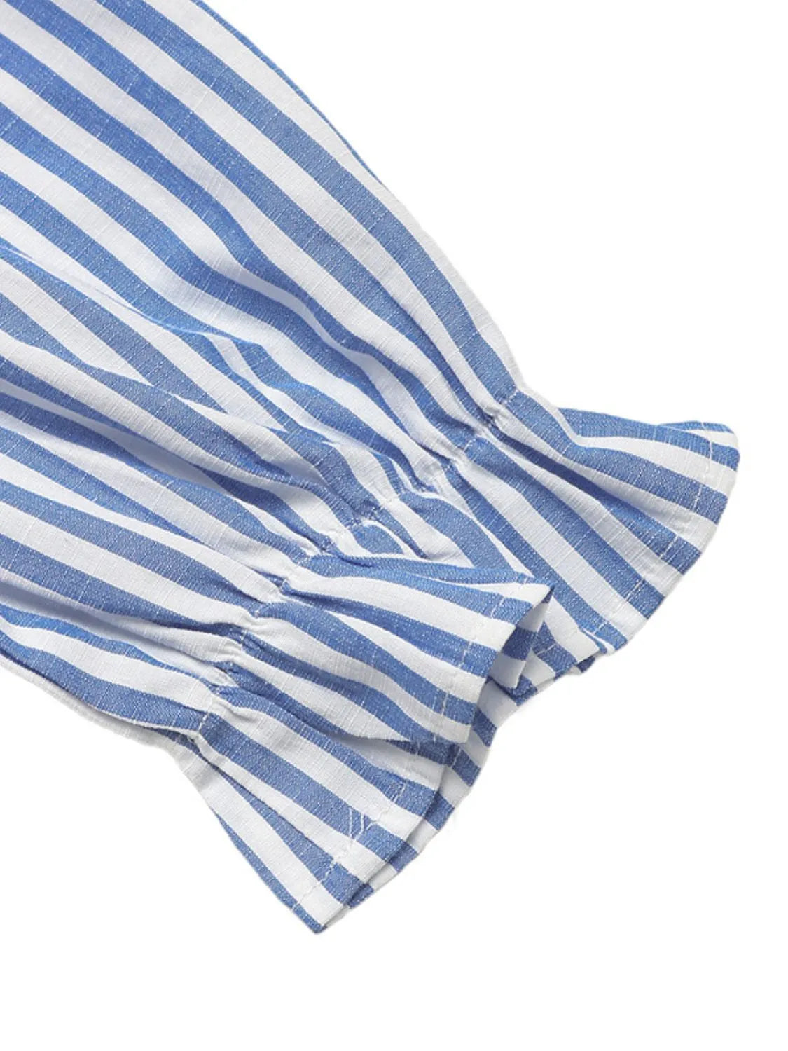 Striped Half Sleeve Mini Shirt Dress in Light Blue
