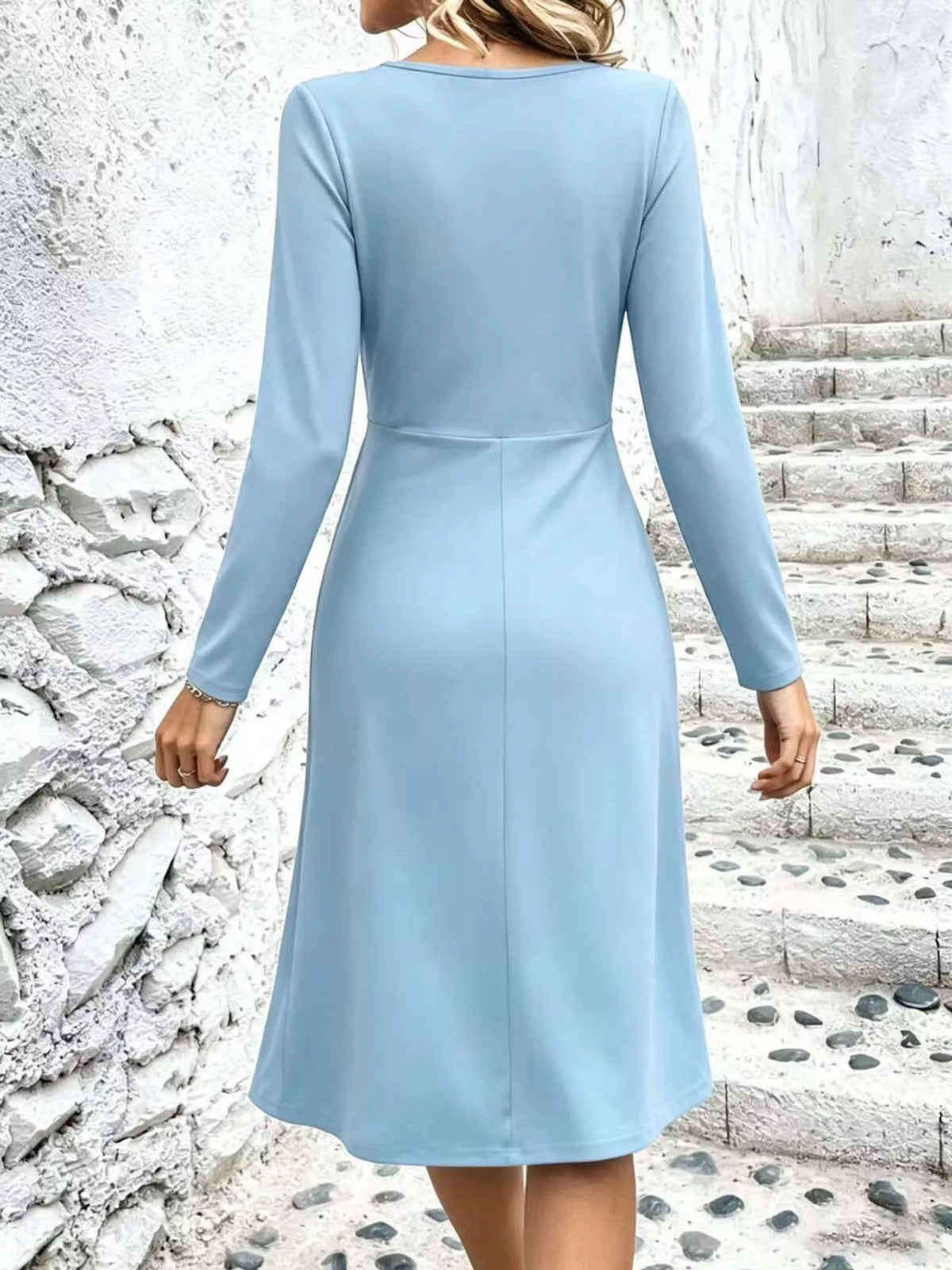 Crisscross Ruched Front Midi Dress