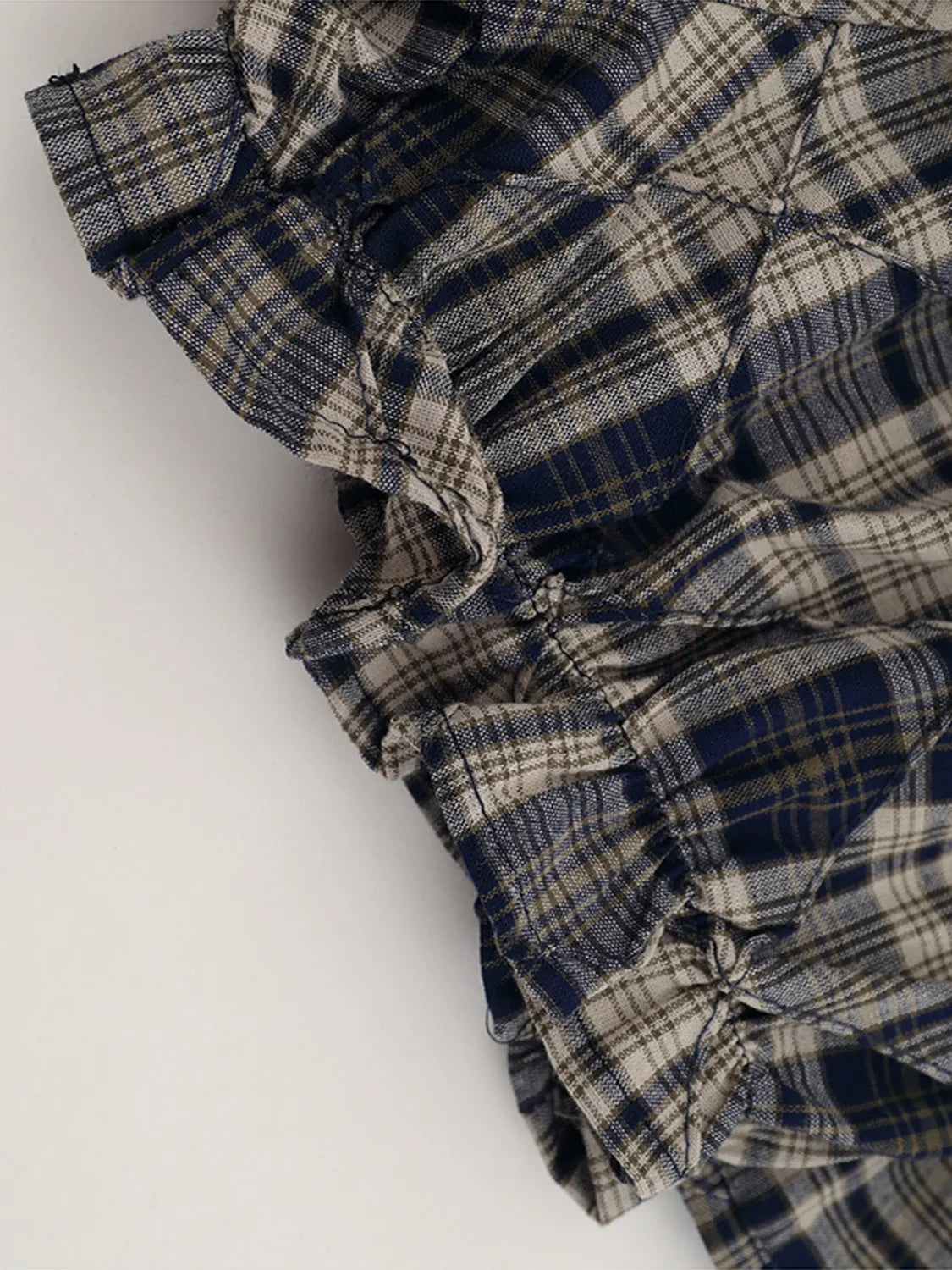 Drawstring Plaid Skort in Black