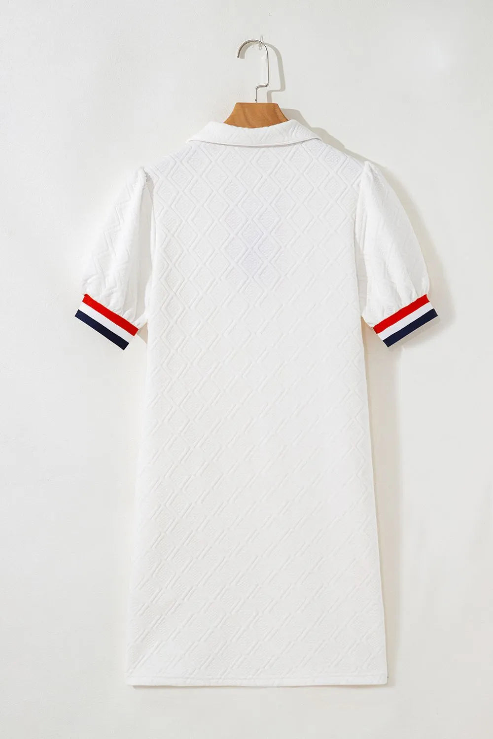 Flag Print Collared Dress in White