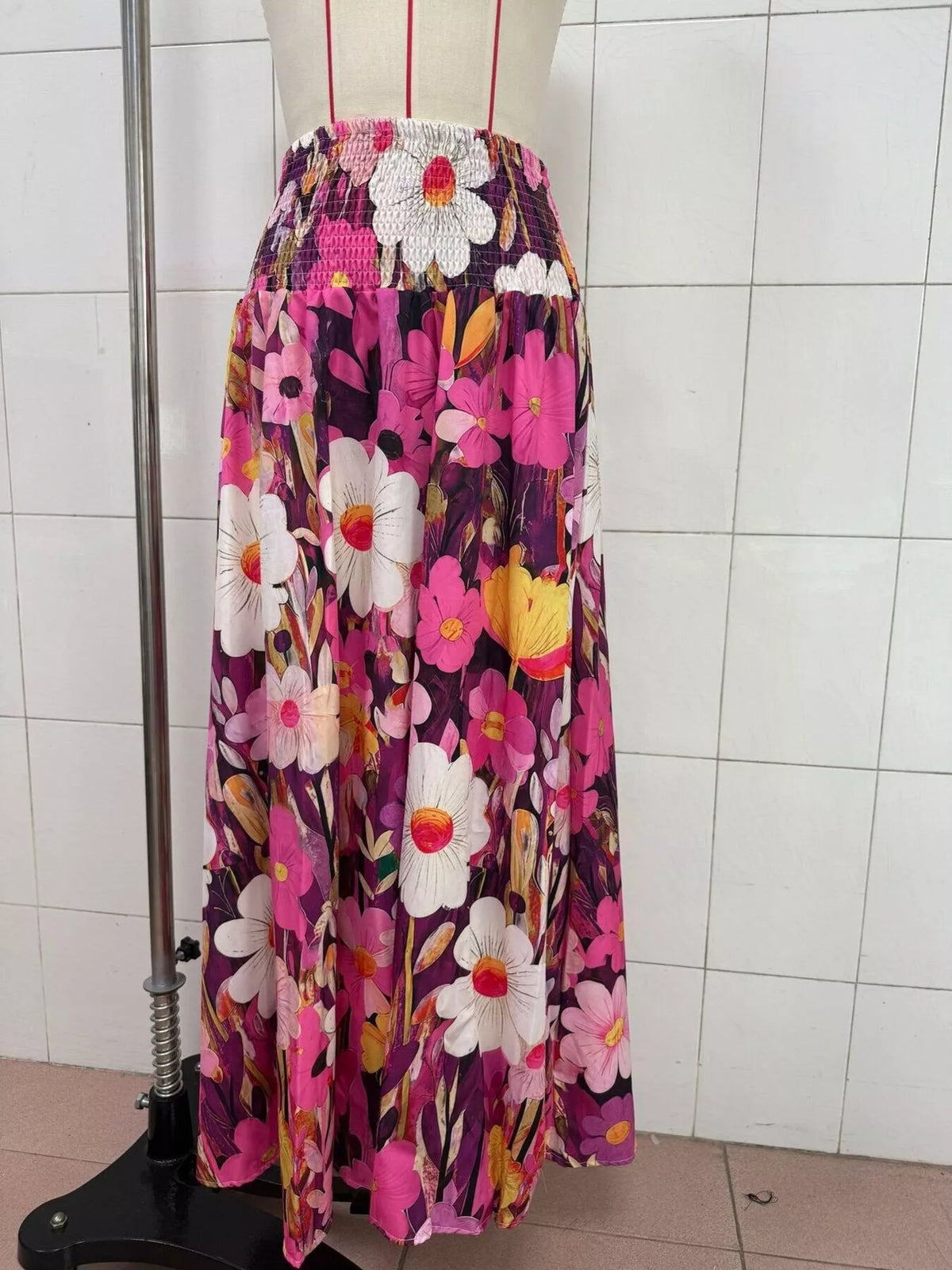 Floral Tiered High-Waisted Maxi Skirt