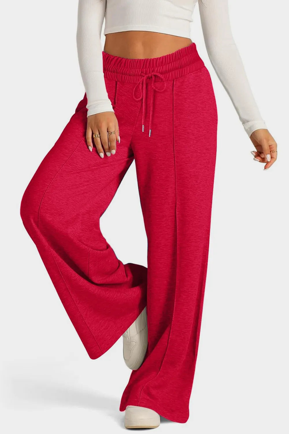 Drawstring Wide Leg Pants with Pockets