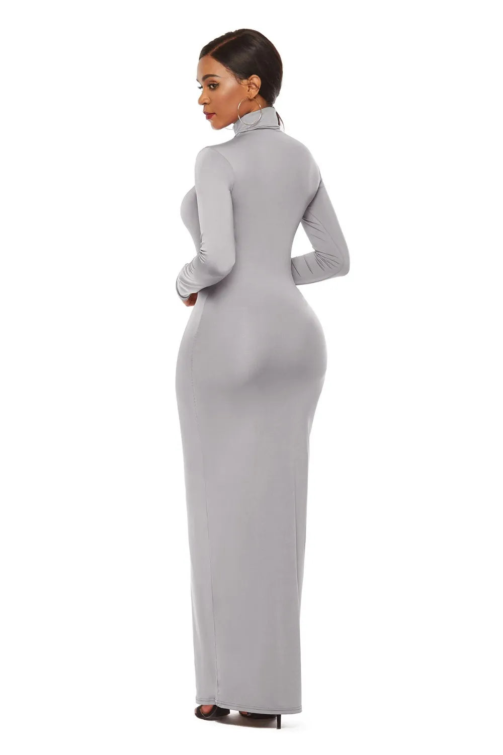 Mock Neck Long Sleeve Maxi Dress
