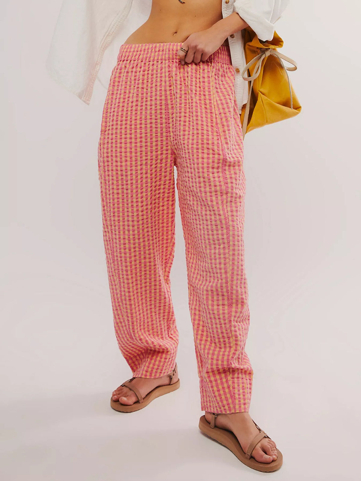 Gingham Relaxed-Fit Pants