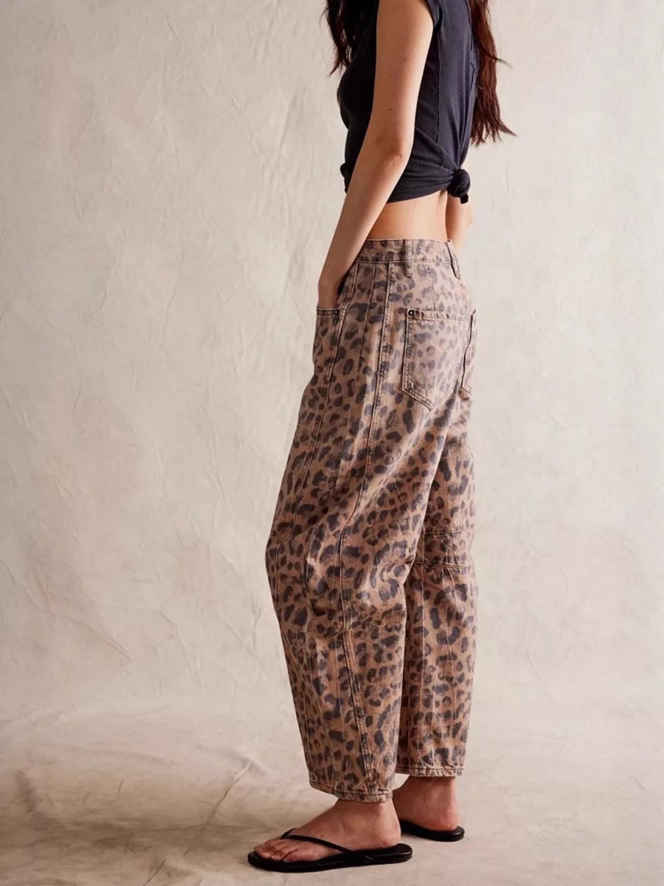 Leopard Print Wide-Leg Jeans