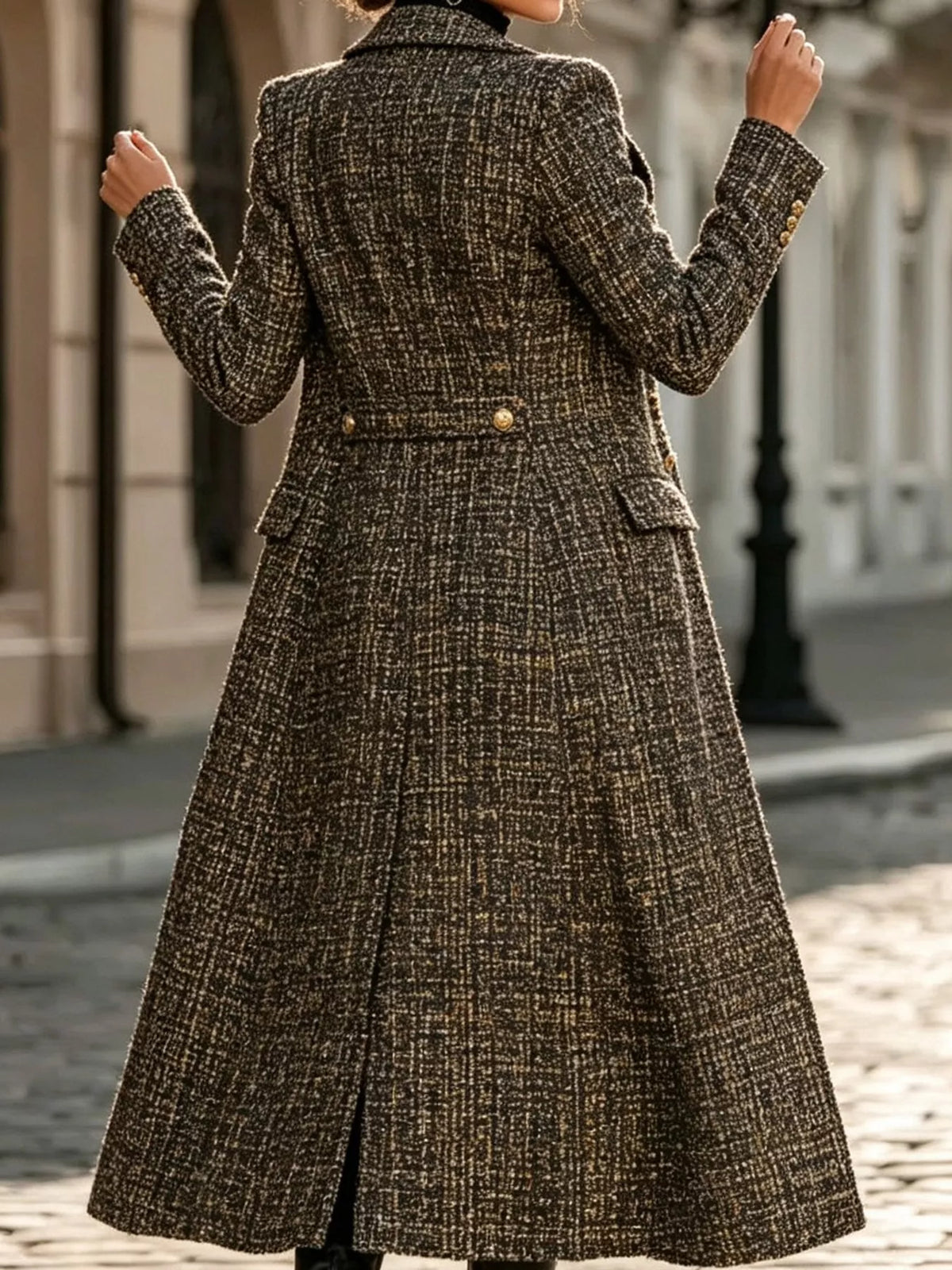 Double-Breasted Longline Coat in Heather Gray