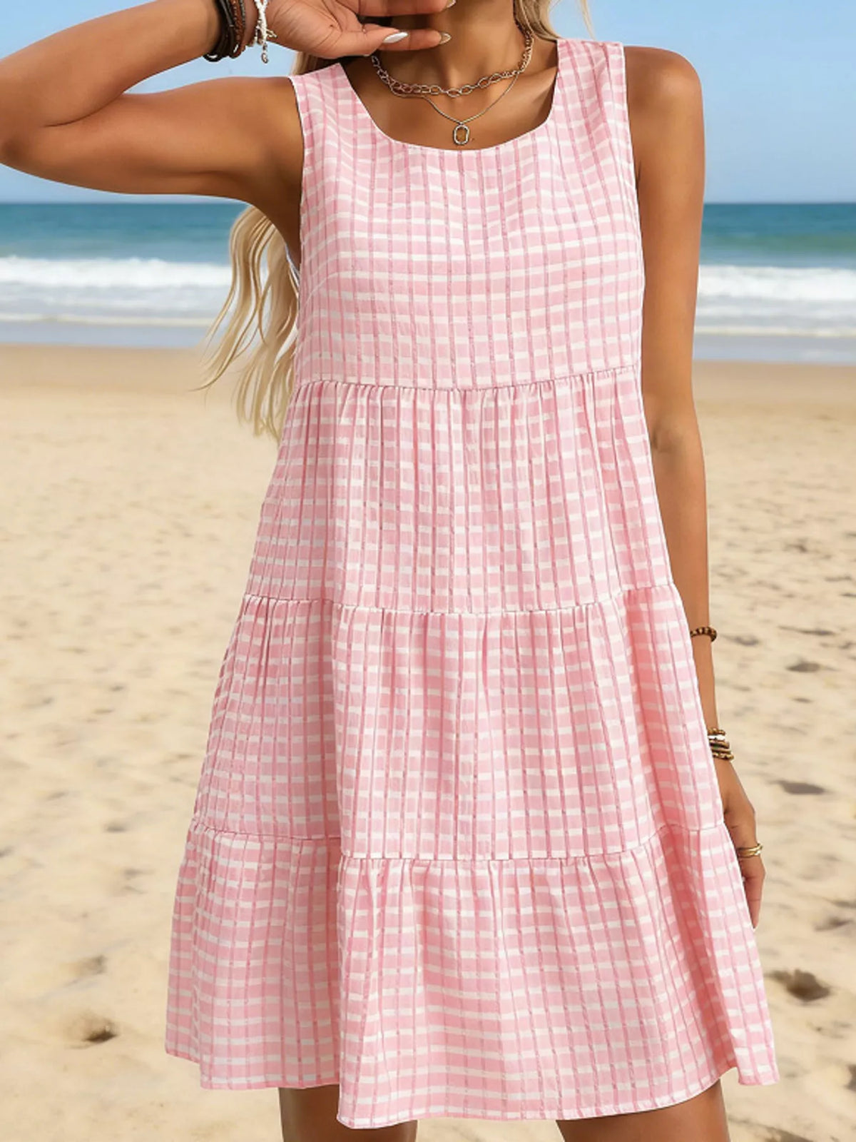 Textured Tiered Mini Dress