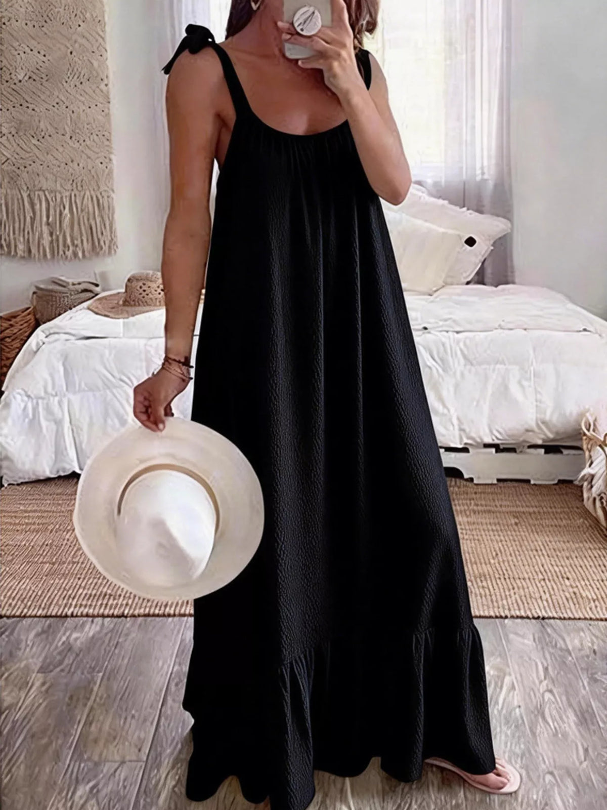 Sleeveless Tie Strap Maxi Dress