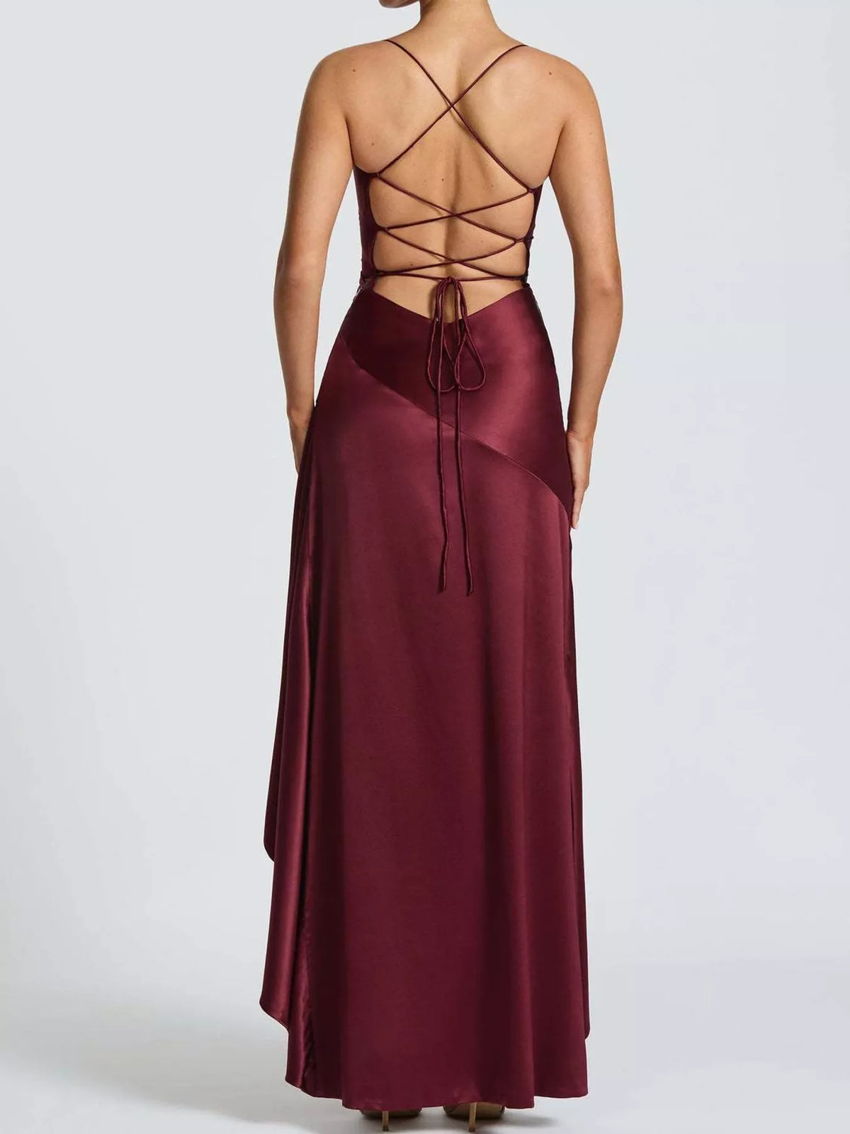 High-Low Ruffle Hem Evening Dress