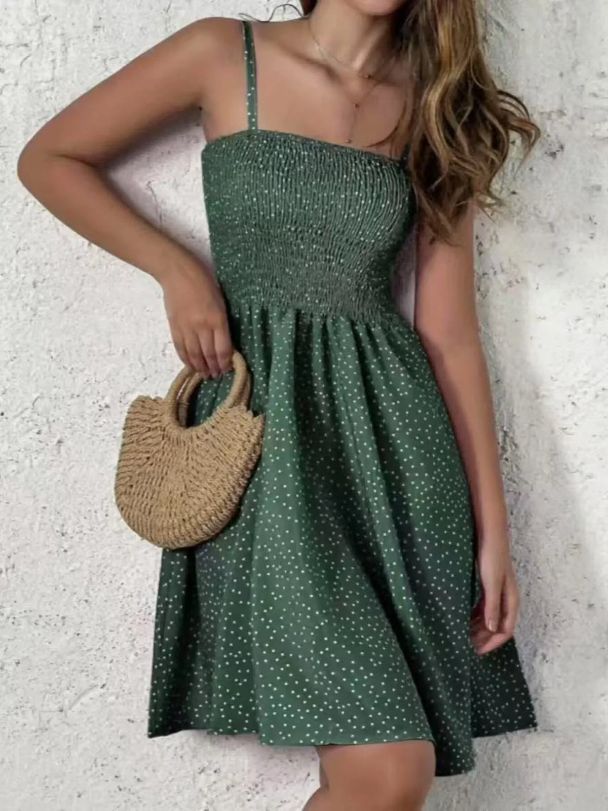 Plus Size Smocked Square Neck Cami Dress