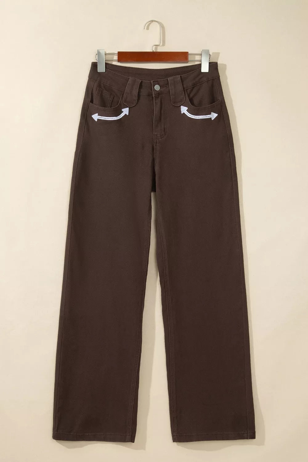 Western Colorblock Straight Leg Jeans in Dark Brown