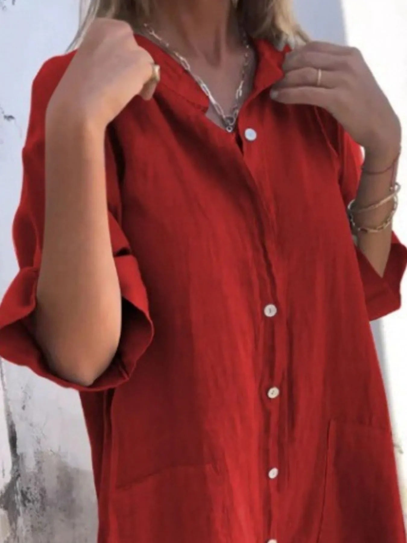 Linen Button-Down Shirt Dress