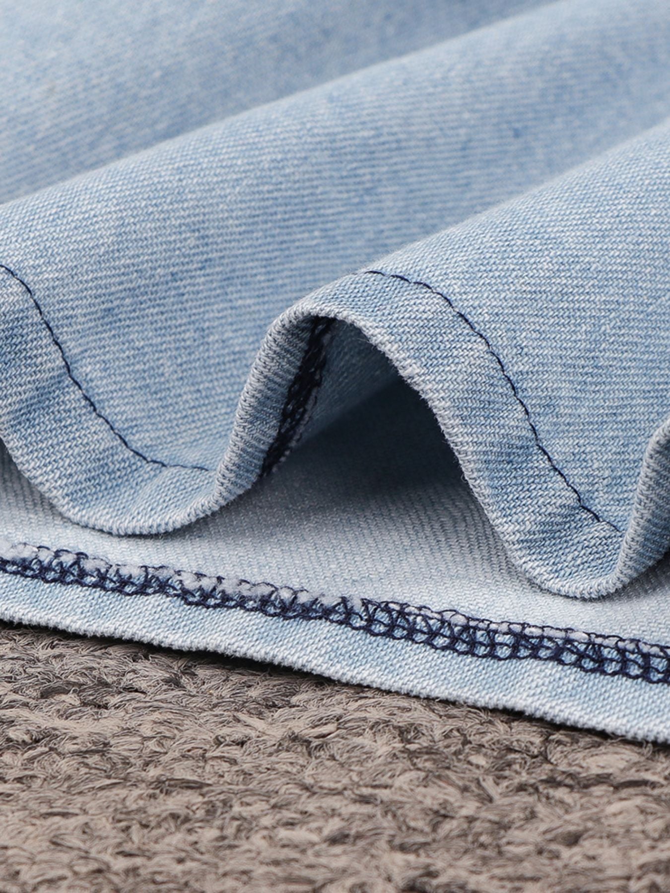 Zip-Front Short Sleeve Denim Dress by Yolan House