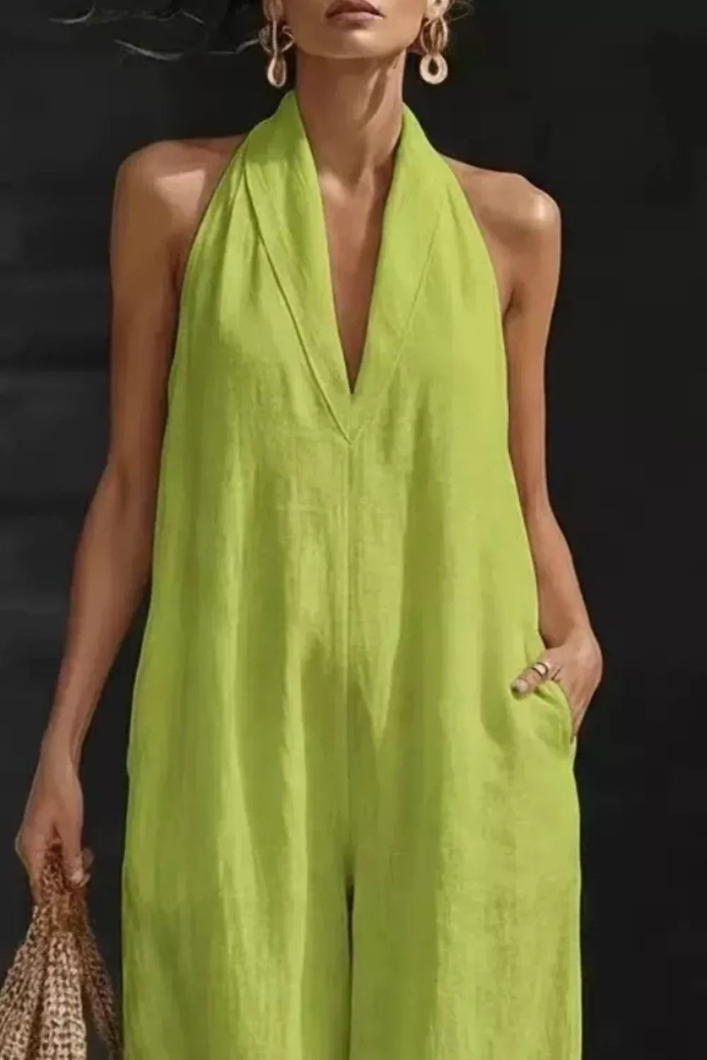 Sleeveless Wide Leg Jumpsuit with Pockets