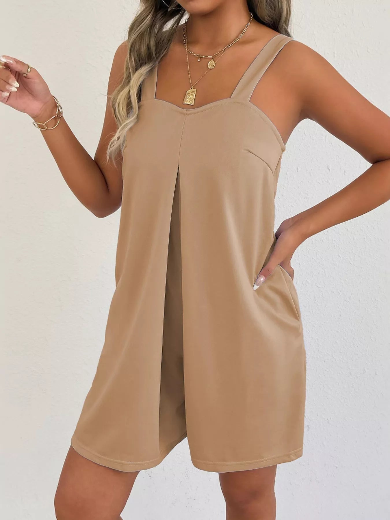 Sleeveless Romper with Side Pockets