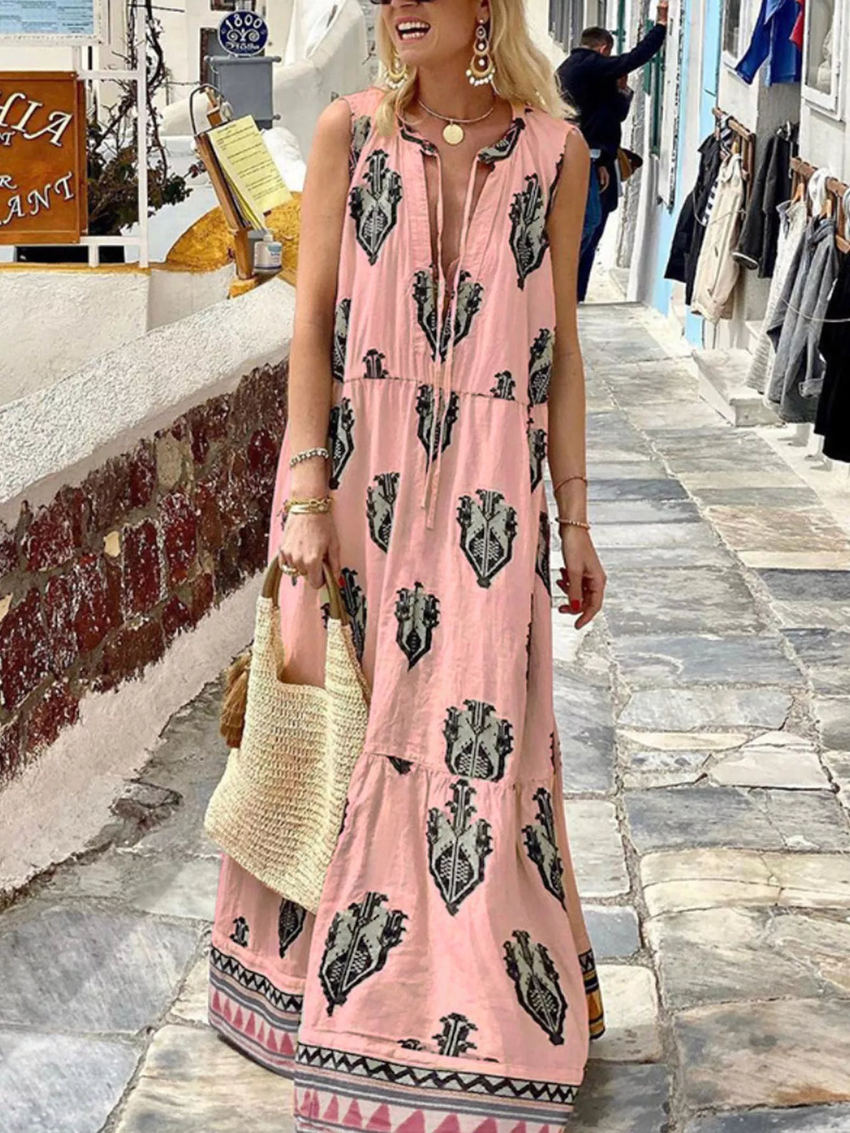 Printed Tiered Maxi Dress