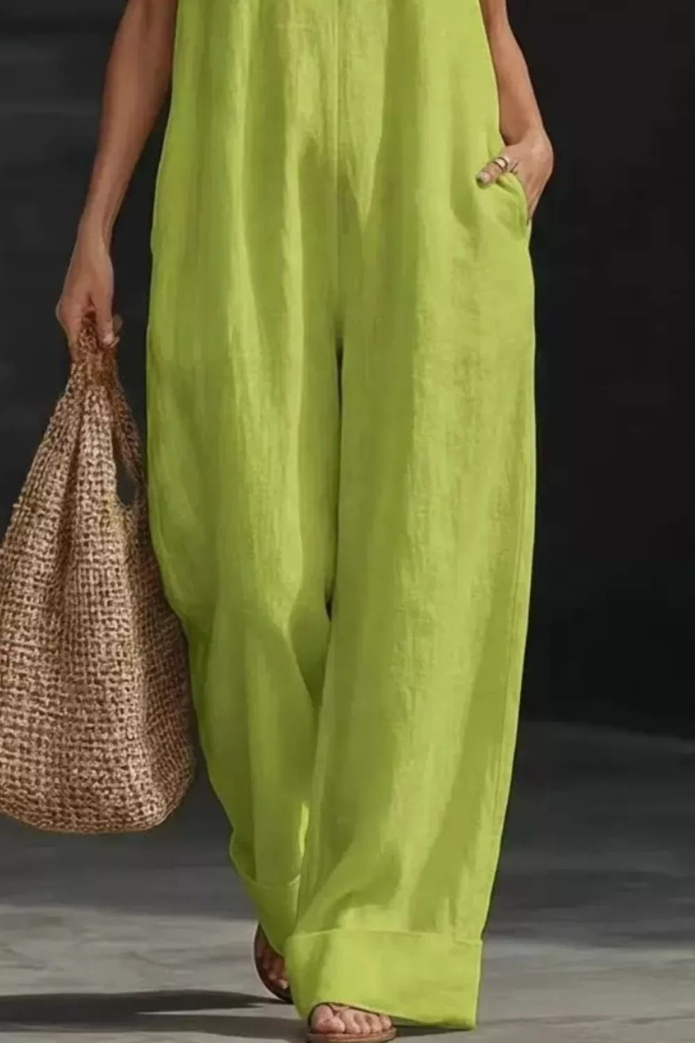 Sleeveless Wide Leg Jumpsuit with Pockets