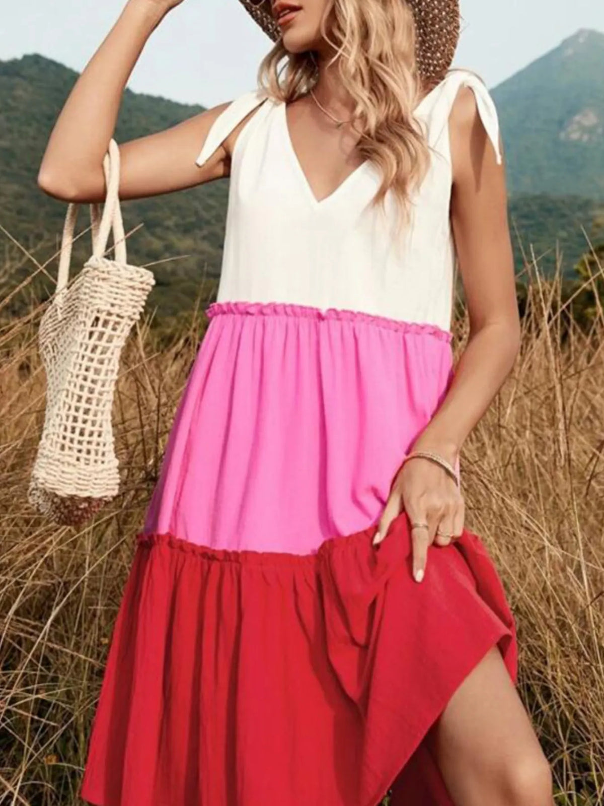 Colorblock Tiered Midi Tank Dress by ArtisticExpression