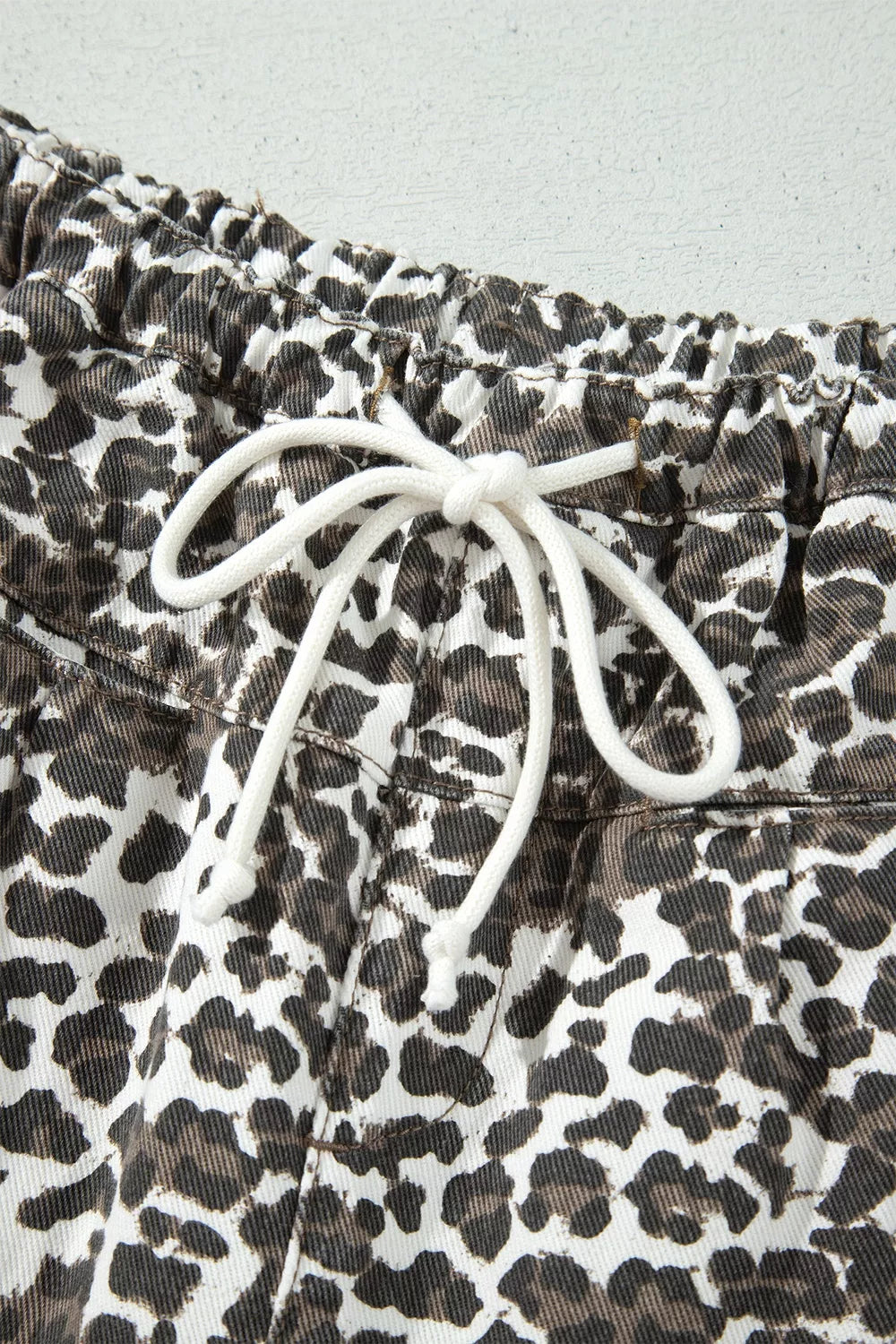 Leopard Patchwork Elastic-Waist Jeans