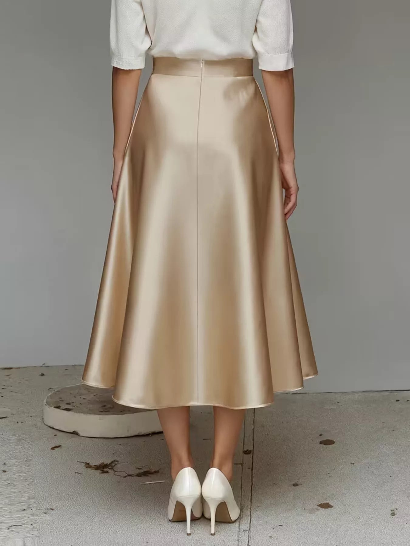 Satin Midi Skirt with Pockets