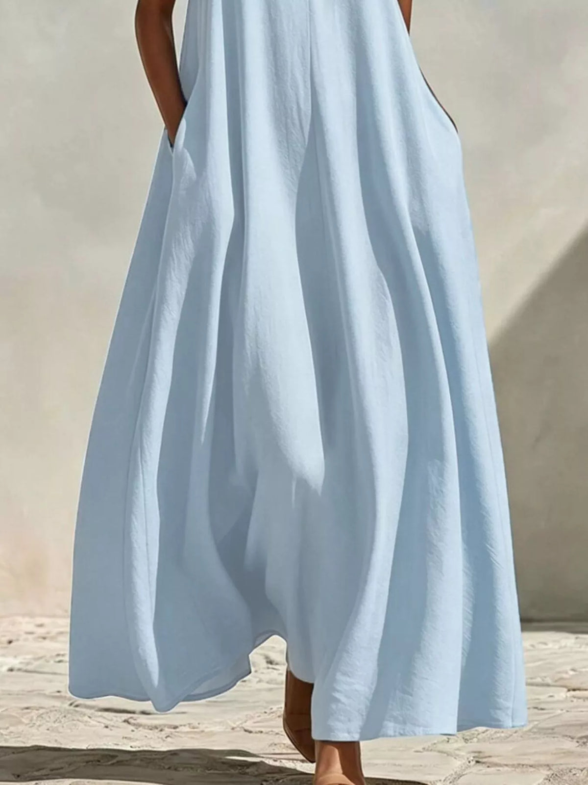 Sleeveless Maxi Dress with Side Pockets